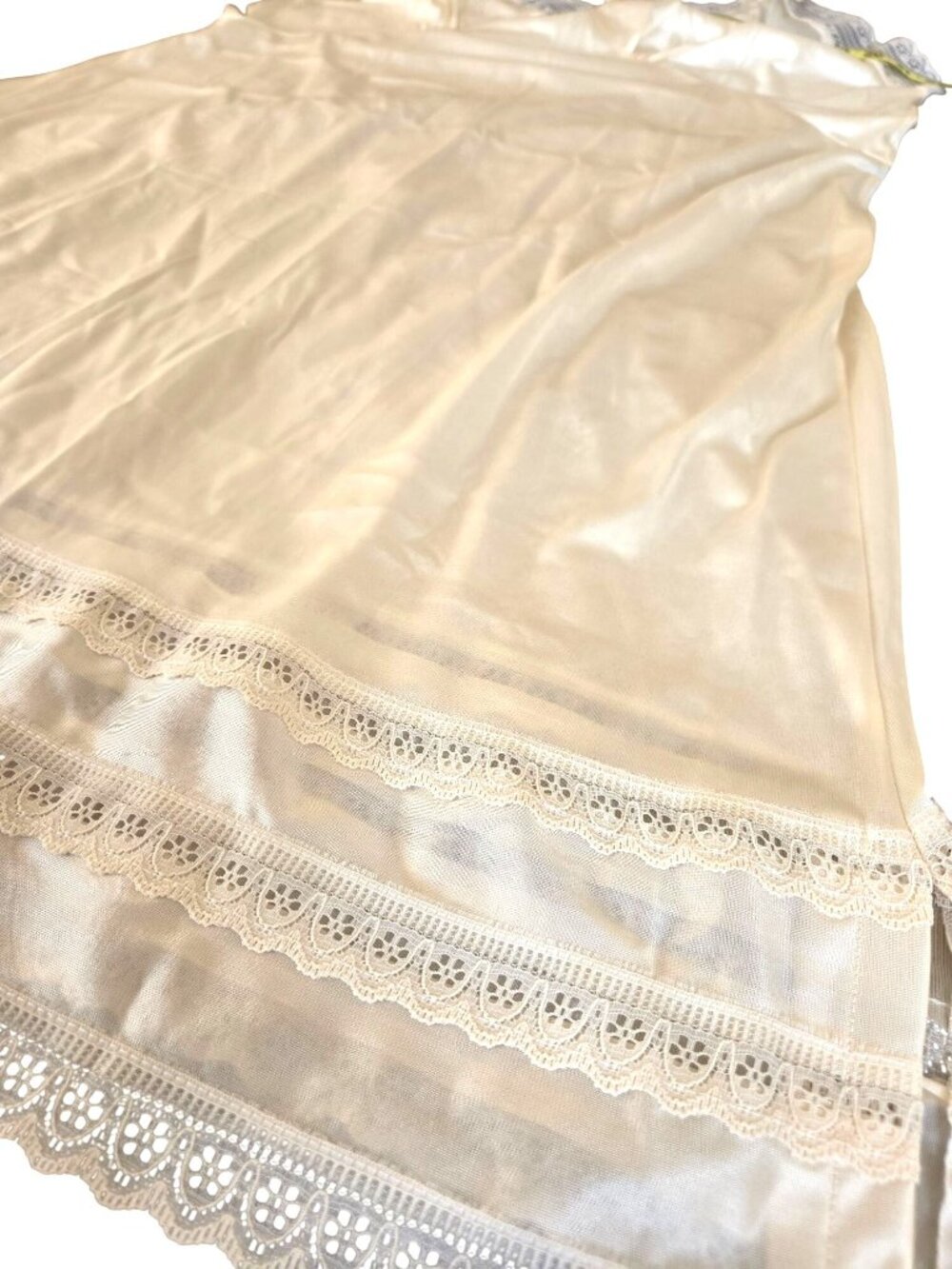 Vtg Coquette Antron Full Slip Ivory Lace Trim Nylon Size 46 USA-Made New - Picture 11 of 12
